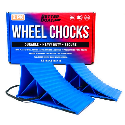 Better Boat Trailer Wheel Chocks with Rope and Wheel Dock, for Boat Trailers, Travel Campers, RV Accessories, Travel Trailers, and All Trailer Tires