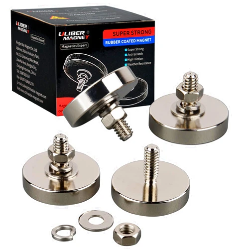 ULIBERMAGNET Powerful Rare Earth Neodymium Cup Magnet,4Pack Strong Neodymium Round Magnet with M6 Male Thread, Powerful Magnetic Removable Mounting for Lighting,Tools, Equipment with Bolt