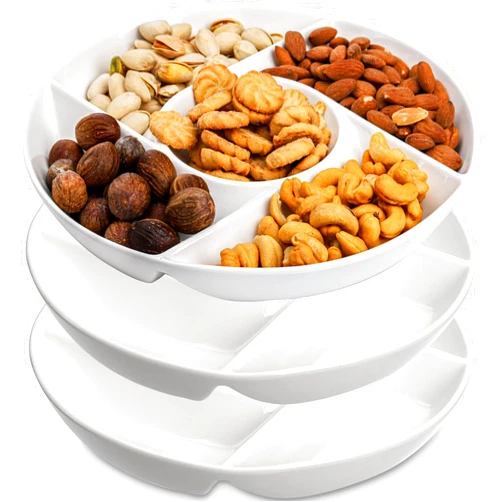 DEAYOU 3 Pack Ceramic Chip and Dip Serving Tray, Porcelain Divided Serving Plate, 10