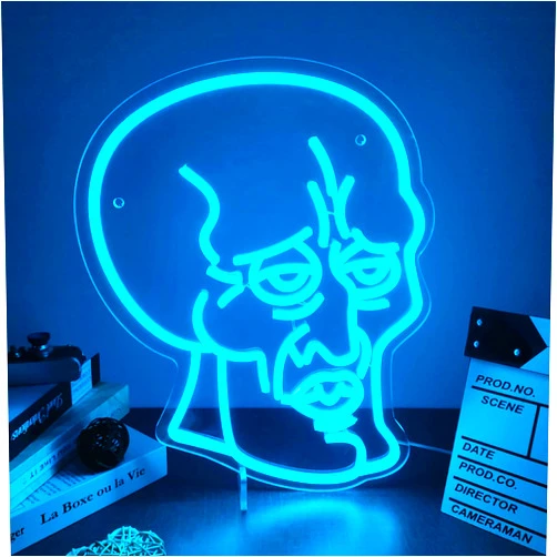 Flybaby Handsome Squid Neon Sign for Wall Decor, Anime LED Neon Light with Dimmable Switch, Sexy Squidwad Neon Light Signs for Bedroom Game Room Bar Party Decor