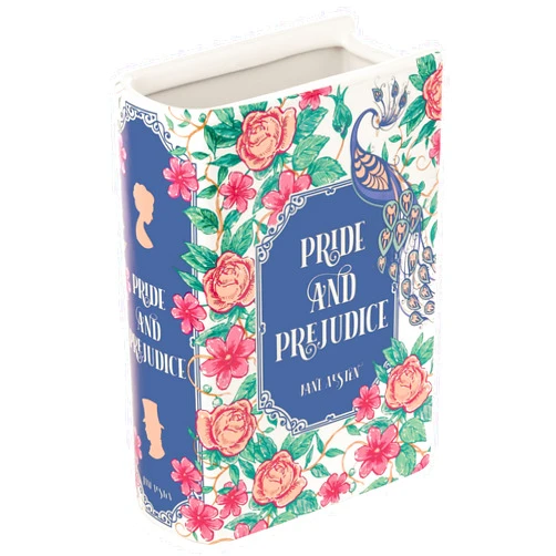 STEEL MILL AND CO. Steel Mill & Co Original Book-Shaped Decorative Vase, Ceramic Vases for Home Decor, Cute Bookshelf Decor, Unique Vase for Book Lovers (Large - Pride and Prejudice)