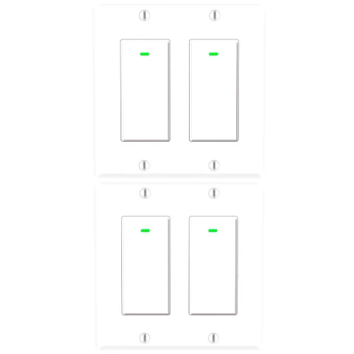 Bekca Alexa Light Switch, Double Smart WiFi Light Switches, Smart Switch 2 Gang Compatible with Alexa and Google Home, Neutral Wire Needed, with Remote Control, Timing Schedule, No hub Required (4Pack)
