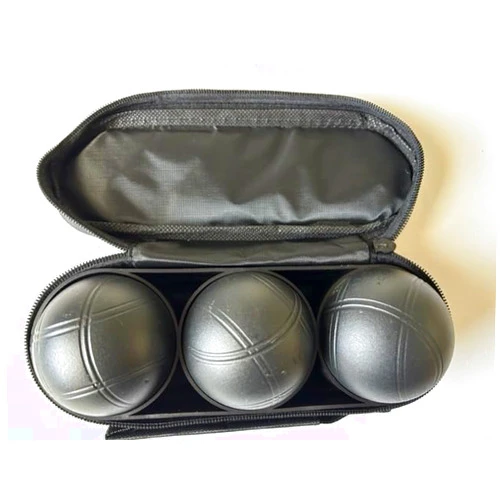 BuyBocceBalls Listing - Unique 3 Ball 73mm Metal Boules Set with 3 Black Balls