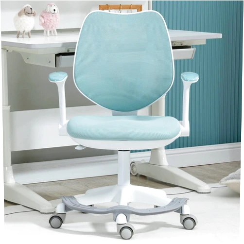 Villeston Cute Kids Desk Chair - Blue Computer Chair with Adjustable Armrests and Footrest Study Reading Office Swivel Chairs for Boys Girls Teens