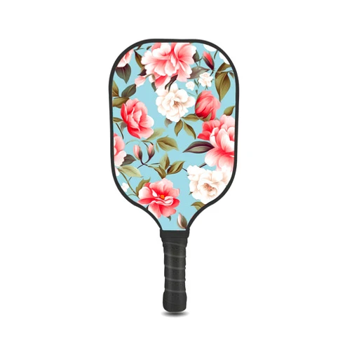 SHENCANG BLUE Pickleball Paddles with Designer Tile Type Flower zz-Art cc15 Pattern Custom Made Honeycomb Polymer Core & Comfort Grip Set with 2 Pickleball Rackets 4 Pickle Balls 1 Carry Bag