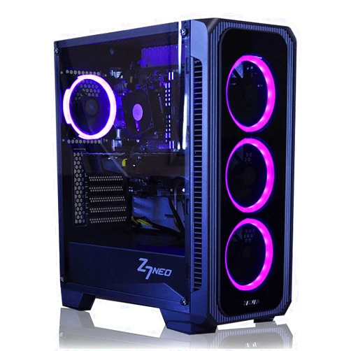 Zalman Z7 NEO ATX Mid-Tower Gaming PC Case, Tempered Glass Side Panel, 4X Pre-Installed 120mm RGB LED Ring Fans, High-End PC Cabinet