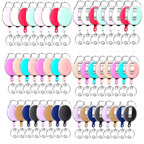 Honoson 50 Pcs Heavy Duty Retractable Badge Reels Batch ID Badge Holder Retractable Clip Bulk Key Holder with Ring for Office Worker Employee, Doctor Nurse Gifts (Multicolor)