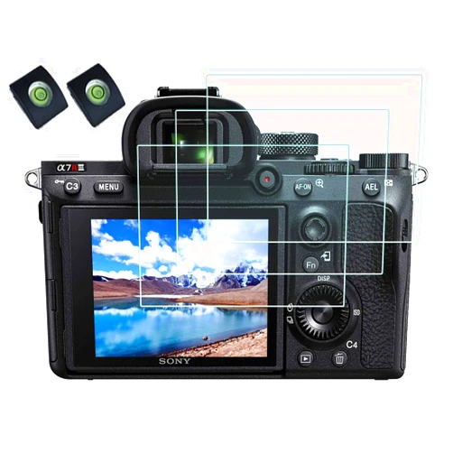 HUIPUXIANG Screen Protector for Sony Alpha 7R III II 7 III II A7R III II/A7 III II/A77 II/A7S II/A99 II/A9 Camera with Hot Shoe Cover, 0.3mm High Definition 9H Hardness LCD Glass [3+2 Pack]