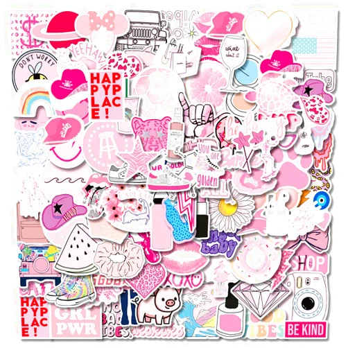 Sxdaizjsym Preppy Vinyl Sticker-102PCS Party Supplies Vinyl Waterproof Sticker Aesthetic Stickers Decor Pink Party Mobile Phone Stickers for Laptop Water Bottle Potion Bottle