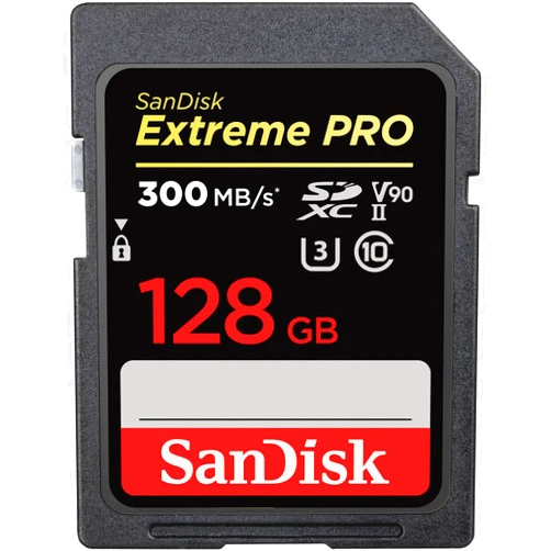 SanDisk 128GB Extreme PRO SDXC UHS-II Memory Card - C10, U3, V90, 8K, 4K, Full HD Video, SD Card - SDSDXDK-128G-GN4IN