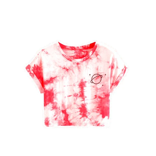 SweatyRocks Women's Short Sleeve Tie Dye Crop Top T Shirt Summer Casual Tees