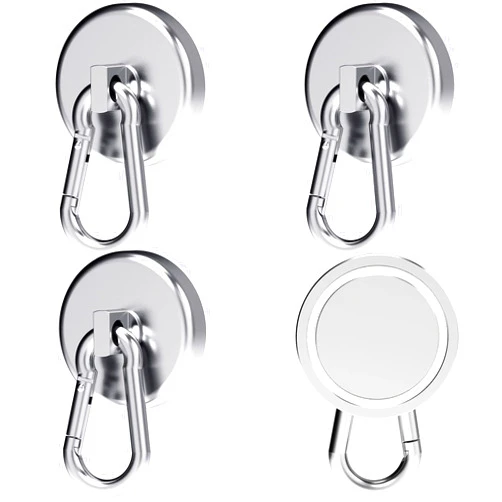 THCMagorilla Magnetic Hooks 160LBS Neodymium Magnetic Hooks Heavy Duty with Swivel Carabiner Hook, Perfect for Refrigerator Grill Kitchen Warehouse Office 4 PCS