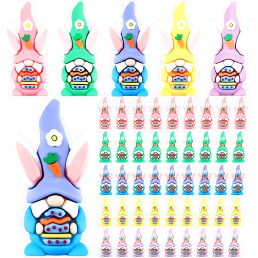 Halloscume 50 Pcs Mini Easter Gnomes Bulk Tiny Easter Bunny Figurines to Hide Small Easter Tiered Tray Decorations Spring Gnomes Ornaments Gifts for Easter Theme Party Basket Stuffers Filler