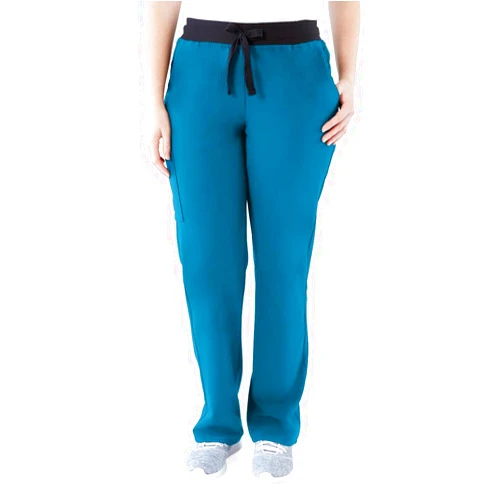 ave. Women's Varick Six Pocket Midrise Straight Leg Scrub Pant in Caribbean Blue, XL