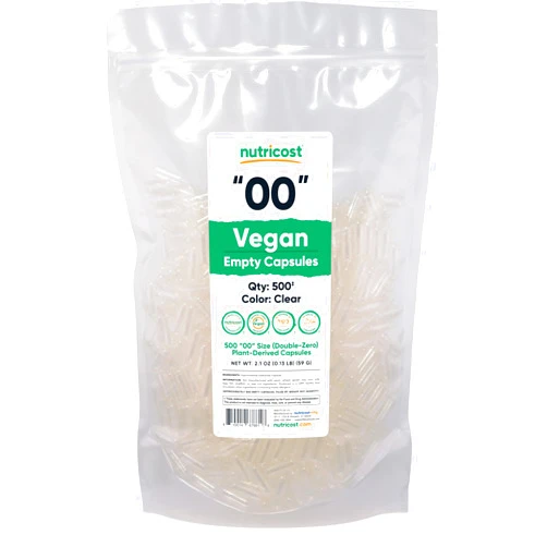 Nutricost Empty Capsules Size 00 Vegan - 500 Clear Empty Plant-Based Capsules - Kosher Certified, Halal Certified, Non-GMO, Soy Free, Gluten Free, Vegetarian