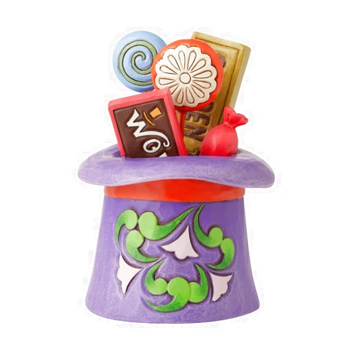 Enesco Willy Wonka and The Chocolate Factory by Jim Shore Hat and Candy Bar Miniature Figurine, 3.625 Inch, Multicolor