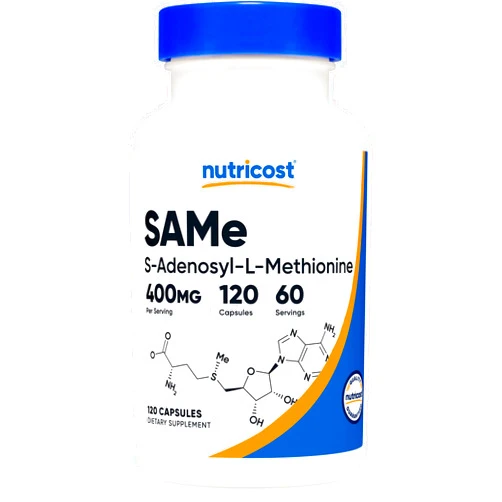 Nutricost SAM-e (S-Adenosyl-L-Methionine) 400mg Per Serving, 60 Servings, 200mg Per Capsule, 120 Capsules - Non-GMO, Gluten Free SAMe, Vegetarian