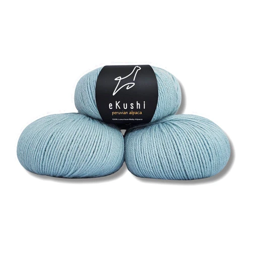 EKushi 100% Baby Alpaca Yarn for Knitting & Crocheting - Set of 3 Skeins of Premium Yarn DK - Lightweight, Hypoallergenic & Thermal Peru Made - Ideal for Delicate Projects (Baby Blue - AZ081)