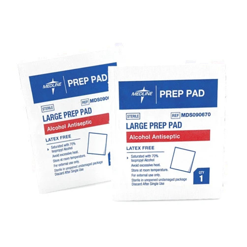 Medline Sterile Alcohol Prep Pads, Large, 100 Count