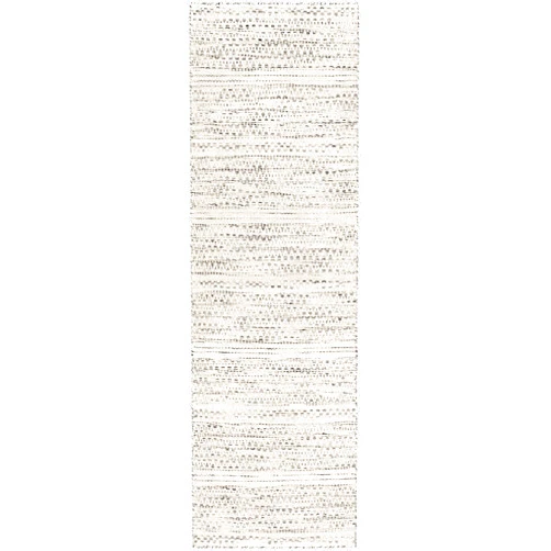 Hauteloom Williford Boho Hand Woven Wool Natural Fiber Soft Runner Rug for Hallway- Traditional Farmhouse High Pile Braided Carpet - Black, Cream, Beige - 2'6