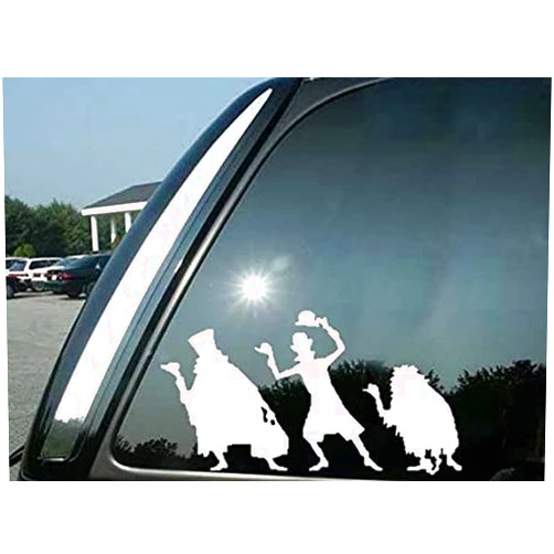 TAMZAM Haunted Mansion Hitchhiking Ghosts Decal Vinyl Sticker White Cars Trucks Vans SUV Laptops Walls Glass Metal - 5.5 inches