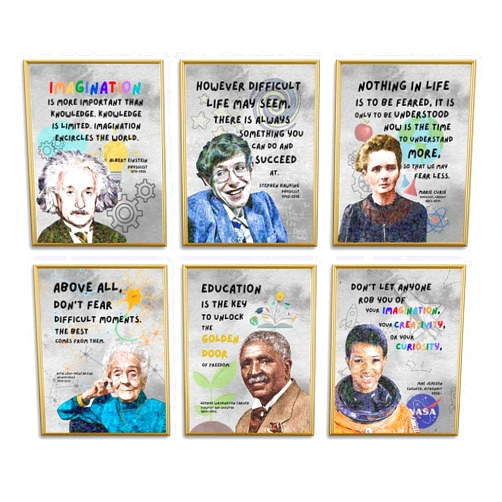 AUNMER Famous Scientists Motivational Wall Art for Classroom Must Have Decor,Celebrity Inspirational Posters & Prints for School Office Classroom Bulletin Board Decor