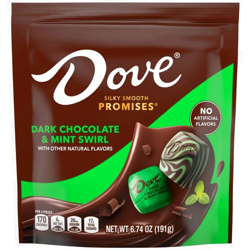 DOVE PROMISES Dark Chocolate Mint Swirl Candy 7.61-Ounce Bag (Pack of 8)