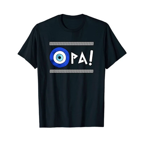 The Greek Key Merch Soulz Opa Expression Greek Evil Eye Design Greek Key Print Opa T-Shirt