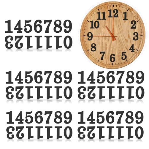 Jetec 75 Pieces Wooden Clock Numbers Kit in 5 Sets Arabic Clock Numbers Self Adhesive Accessories for DIY Decoration(Black)