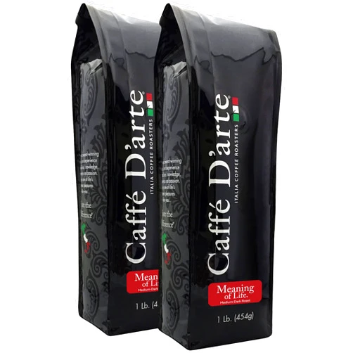 Caffe D'arte Meaning of Life Whole Bean Coffee – Medium‑Dark Roast, Well‑Balanced Classic Blend, Roasted in Seattle, Ideal for Drip Brewing, 1 lb
