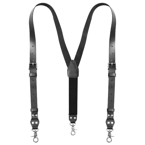 CONLIKE Leather Suspenders for Men with Snap Hooks for Belt Loop Adjustable Y Back