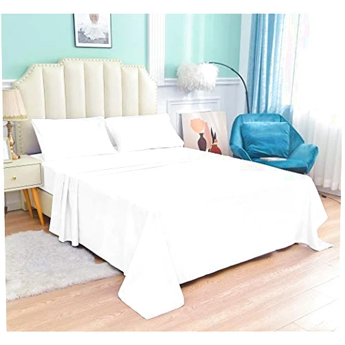 JÁCLER Queen 4 Piece Sheet Set- Microfiber Bedding - Bed Sheets - Extra Soft - Easy Fit - Breathable & Cooling Sheets - Comfy, Wrinkle, Fade - Stain Resistant– White