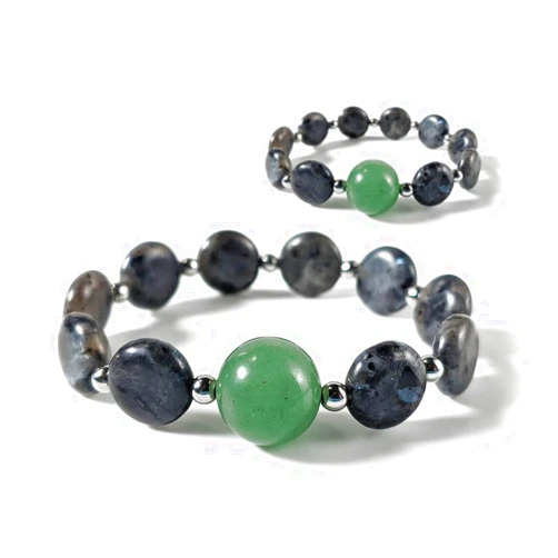 P6 Pressure Bands P6 PressureBands Acupressure Bracelets for Nausea Relief - Motion and Morning Sickness, Sea, Cruise and Travel Sickness in Labradorite - 1 Pair (2 Bracelets) (Aventurine)