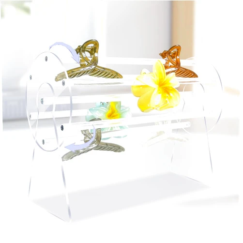 HOORITO Acrylic Hair Accessories Organizer Holder,360-Degree Rotating Claw Clip Organizer,Hair Clip Organizer Display Clear Stand for Dressing Table for Women and Girls