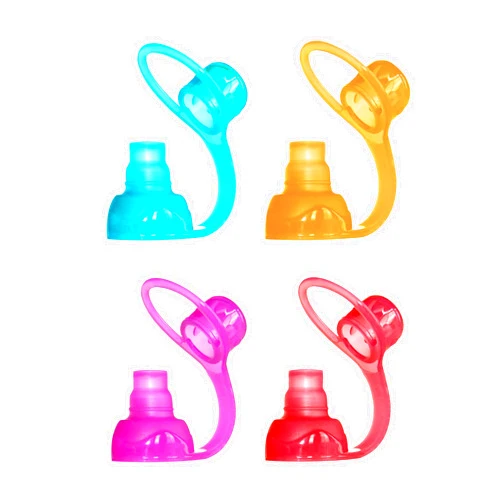 ChooMee SoftSip Food Pouch Top | Baby Led Weaning | No Spill Flow Control Valve, Protects Childs Mouth, 100% Silicone, BPA Free | Four Colors, 4 CT