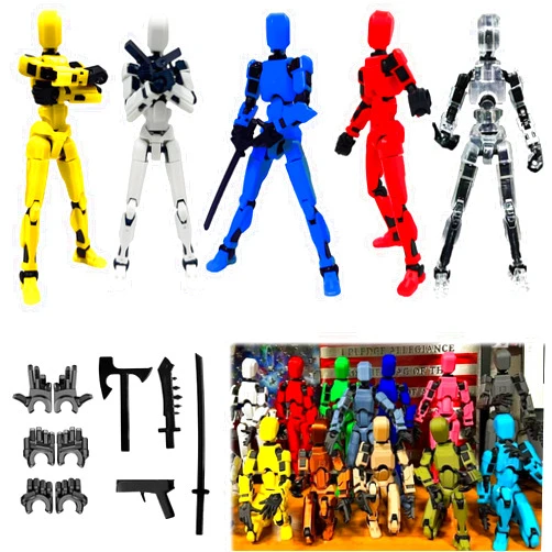 DANONI Titan13 Robot Action Figure,Lucky Robot 13 Action Figure, Creative 3D Printed Action Figure, Multi Jointed Action Figures Desktop Decorations for Kids Adult (5Pcs)