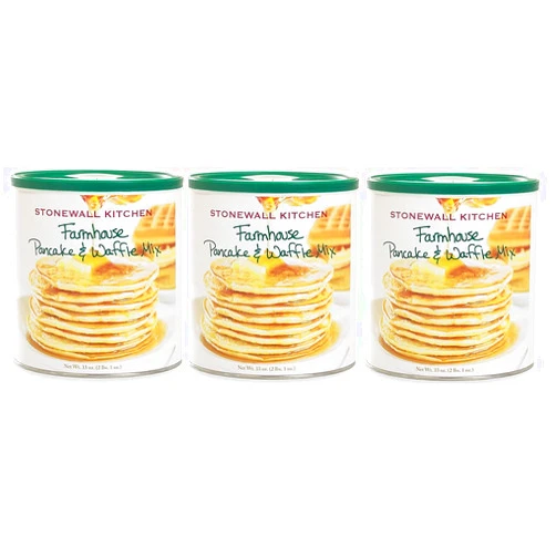 Stonewall Kitchen Super Farmhouse Pancake and Waffle Mix - Set of Three (33 oz) Canisters
