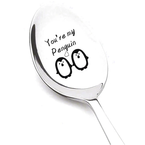 RFTWXHPN Anniversary Christmas Gift Spoon for Couple Gifts for Boyfriend Girlfriend You Are My Penguin Gifts Spoons for Husband Wife Penguin Birthday Gifts for Him Her Coffee Spoon