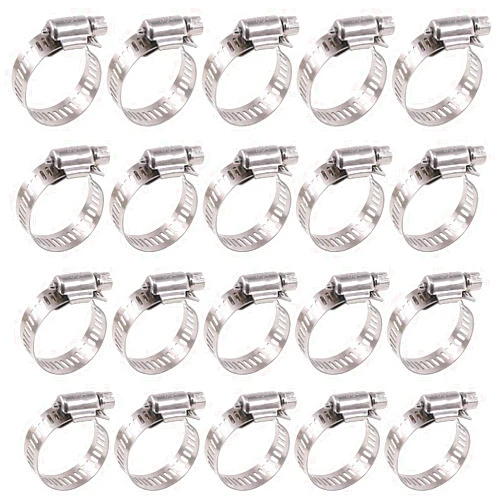 Glarks 20Pcs 304 Stainless Steel Adjustable 18-32MM Range Worm Gear Hose Clamps Assortment Kit, Fuel Line Clamp for Water Pipe, Plumbing, Automotive and Mechanical Application (18-32MM)