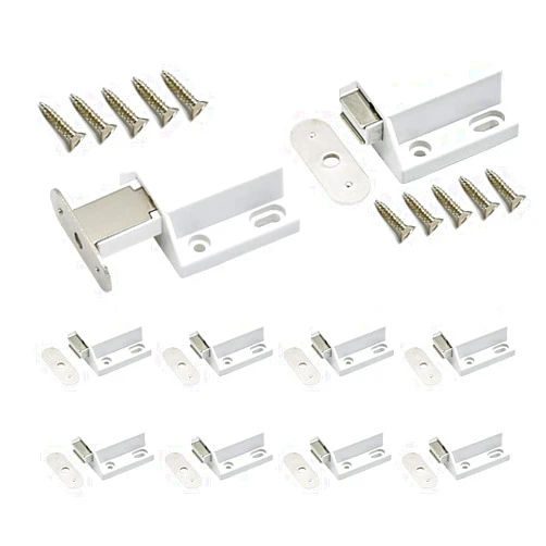Renashed 10 Pack Magnetic Push Latch Catch Push to Open Latch Pressure Touch Release Cabinet Catch for Doors Drawers Release Latch Kitchen Drawer Push Catch Pop Out Latch (White)
