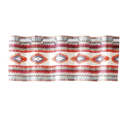 Benzara Benjara Pimi 16 x 84 Window Valance, Metallic Grommet, Southwest Print, Multicolor and Bronze