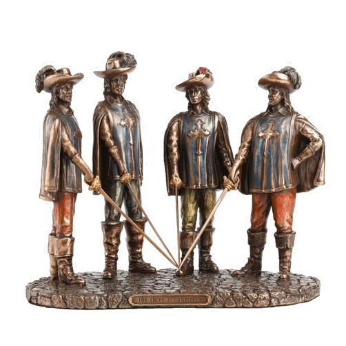 Veronese Design 7 7/8 Inch The Musketeers and D'artagnan All for One One for All Cold Cast Resin Bronze Finished Statue
