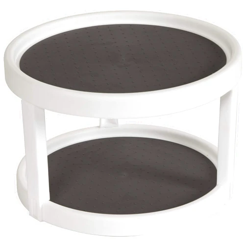 Kitchen Spaces Two-Tier Lazy Susan Organizer, Cabinet Turntable Shelf Storage for Kitchen and Pantry Items, Great for Spices or Condiments, Non-Skid, Sturdy with Full Spin, White
