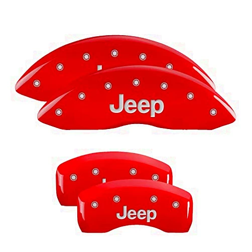 MGP Caliper Covers 42021SJEPRD JEEP Red Powder Coat Finish, Silver Characters, Set of 4