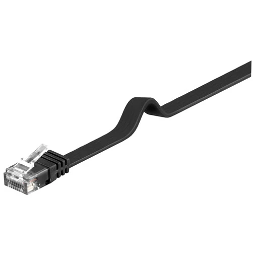 PremiumCord Flat Network Cable, Ethernet, LAN & Patch Cable, Cat6, UTP, Fast Flexible & Robust RJ45 Cable, 1 Gbit/S, AWG30/7, Copper Cable, 100% Cu, Black, 5 m