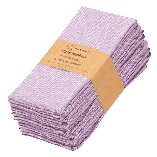 Ruvanti Cloth Napkins Set of 12, 18x18 Reusable Napkins Cloth Washable, Soft & Durable Table Napkins, Poly Cotton Fabric Dinner Napkins for Parties, Christmas, Thanksgiving, Weddings - Purple