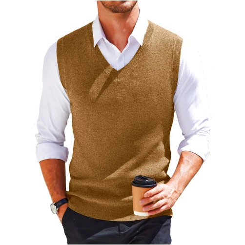COOFANDY Men's Sweater Vest V Neck Sleeveless Sweater Slim Fit Casual Knitted Pullover Sweater
