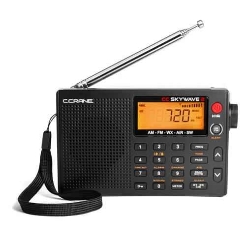 C.Crane C. Crane CC Skywave 2 AM, FM, Shortwave, NOAA Weather + Alert, VHF Aviation Band, Small Battery-Operated Portable Travel Radio with Clock and Alarm