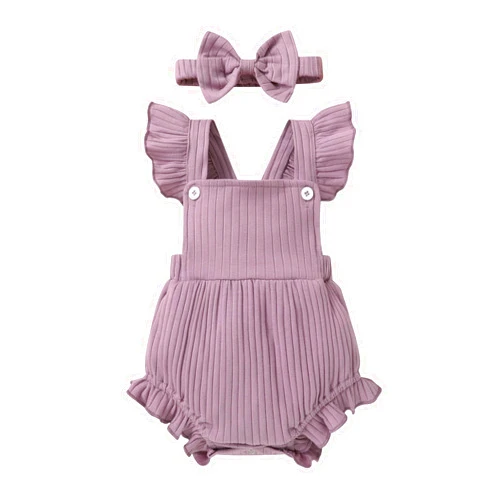 YOUNGER TREE Newborn Baby Girl Clothes Solid Color Ruffle Sleeveless Romper Infant Summer Jumpsuit Outfit