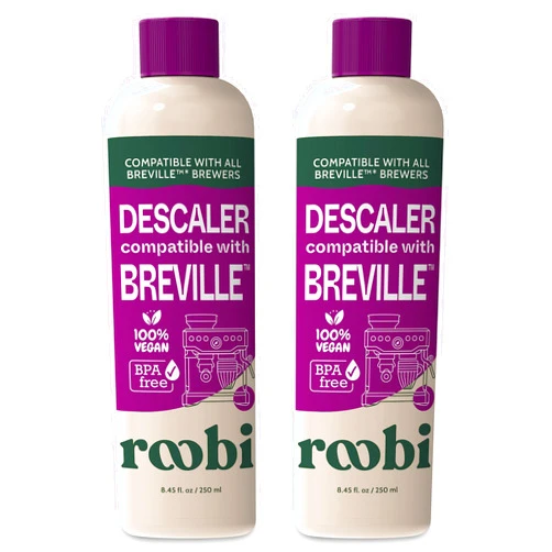 Roobi Breville Compatible Descaling Solution. Specially Formulated to Clean & Descale your Breville Espresso Machine. 2 Uses per Bottle, 2 Pack. Eco-Friendly Carbon Neutral Descaler Kit.